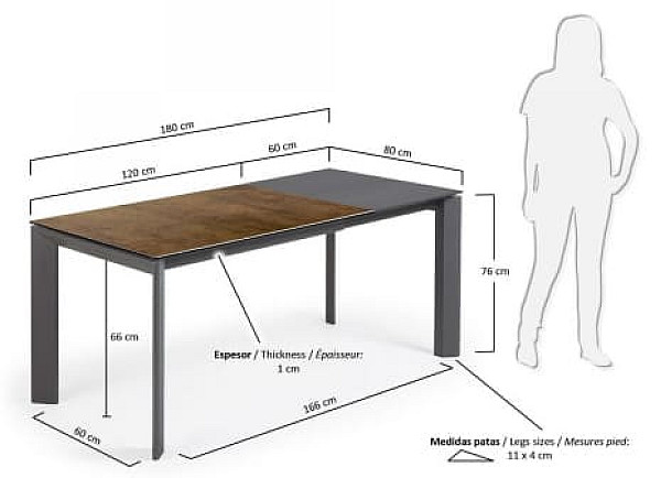 Раскладной обеденный стол La Forma ATTA 120 - 180 СМ CC0184K10-1