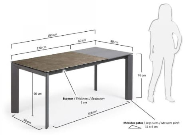 Розкладний обідній стіл La Forma ATTA 120 - 180 СМ CC0184VC-1