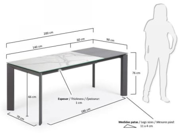 Раскладной обеденный стол La Forma ATTA 140 - 200 СМ CC0185K05-1