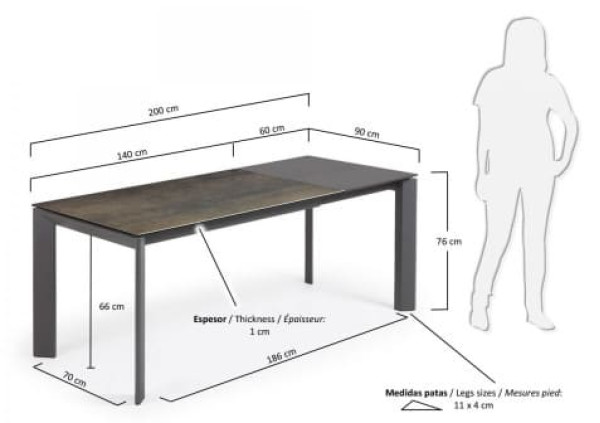Раскладной обеденный стол La Forma ATTA 140 - 200 СМ CC0185K09-1