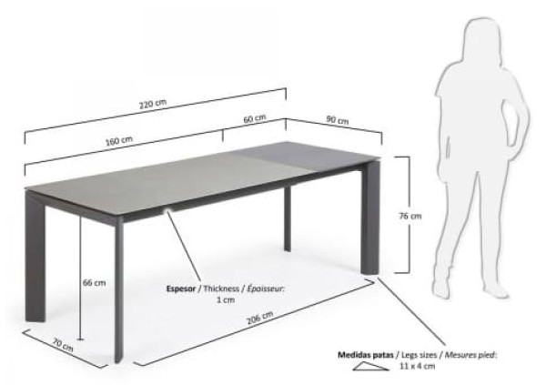 Розкладний обідній стіл La Forma ATTA 160 - 220 СМ CC0186HP-1