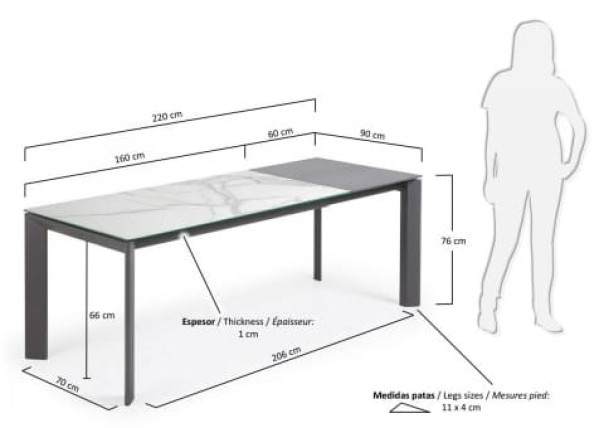 Раскладной обеденный стол La Forma ATTA 160 - 220 СМ CC0186K05-1