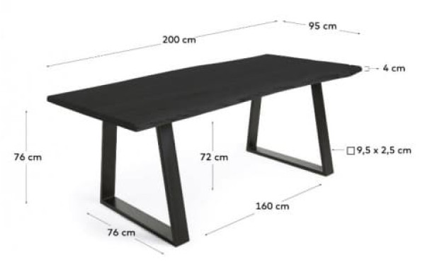 Обеденный стол La Forma SONO 200Х95 СМ Чёрный CC0400M01-1