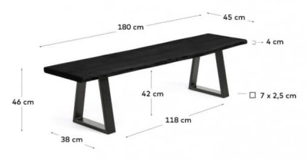 Обеденный стол La Forma SONO 180Х45 СМ Чёрный CC0401M01-1