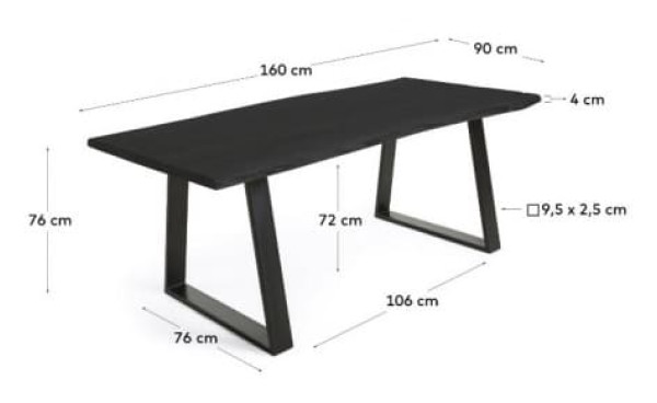 Обеденный стол La Forma SONO 160Х90 СМ Чёрный CC0954M01-1