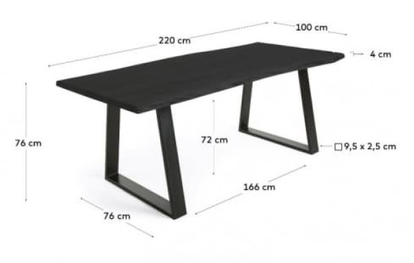 Обеденный стол La Forma SONO 220Х100 СМ Чёрный CC0955M01-1