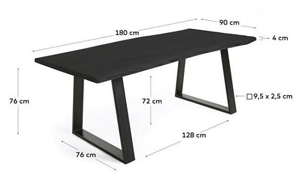 Обеденный стол La Forma SONO 180Х90 СМ Чёрный CC5162M01-1