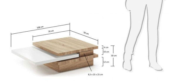 Кавовий стіл розкладний La Forma YUKI C619L05-6