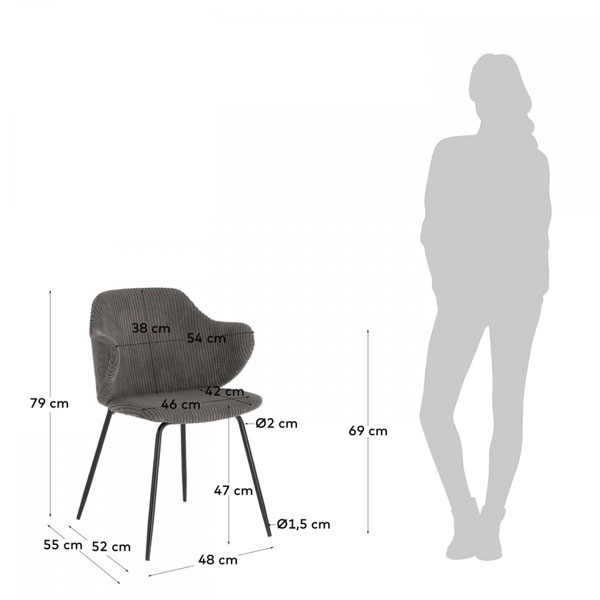 Стул La Forma Suanne Темно-серый вельвет-5