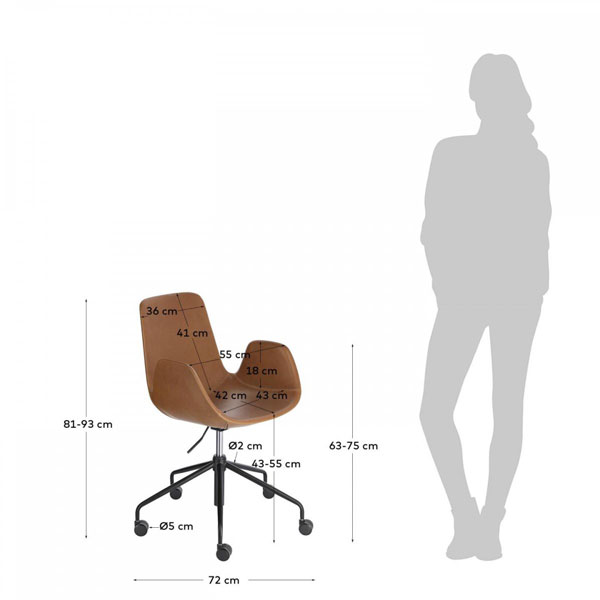 Стілець на коліщатках La Forma YASMIN Коричневий-6