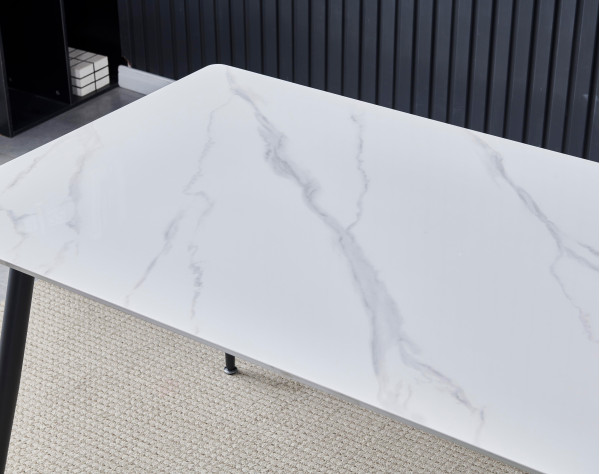 Обеденный керамический стол Onder Mebli Almer Белый глянец 130х70 см-2