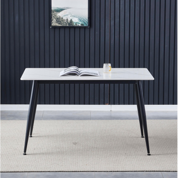 Обеденный керамический стол Onder Mebli Almer Белый глянец 130х70 см-1