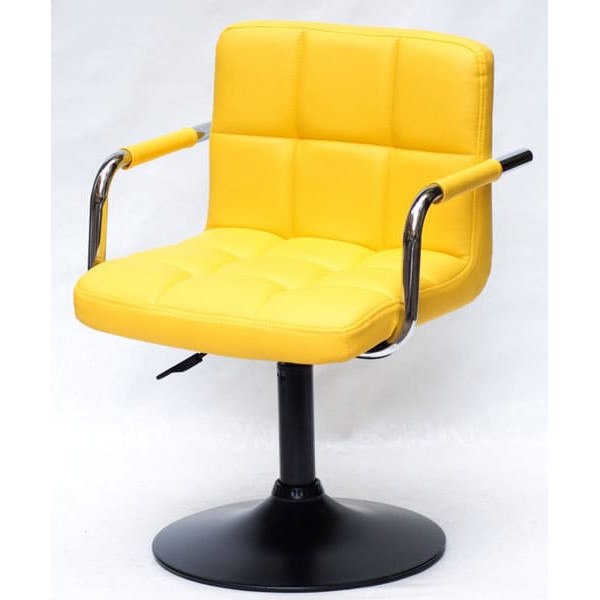Стілець Onder Mebli Arno-Arm BK-BASE Жовтий 1006 Екошкіра-1