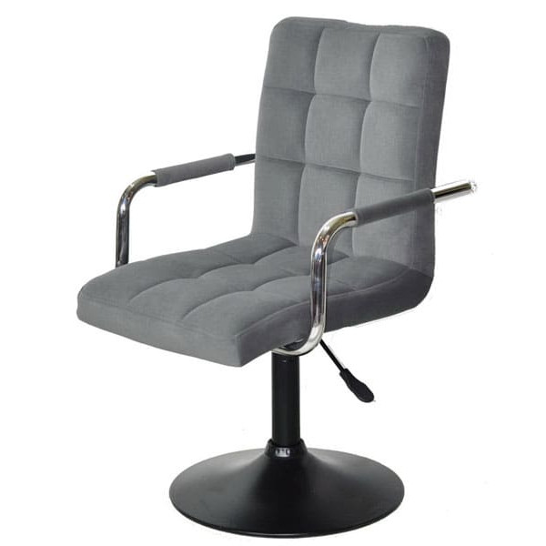 Стул Onder Mebli Augusto-Arm BK-BASE Серый B-1004 Бархат-1