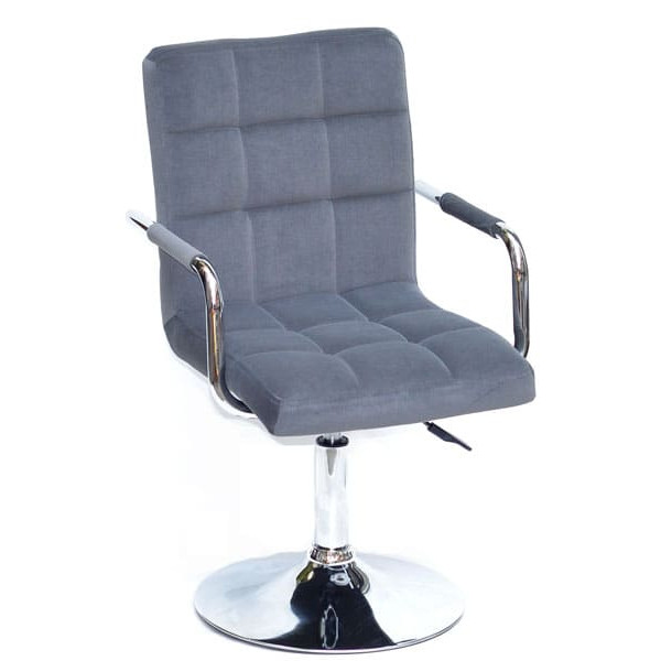 Стілець Onder Mebli Augusto-Arm CH-BASE Сірий B-1004 Оксамит-0