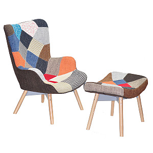 Крісло з пуфом Onder Mebli REGENT Петчворк 1 Тканина