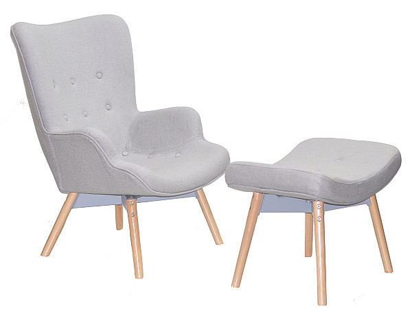 Кресло с пуфом Onder Mebli REGENT Серый W-16 Ткань-0