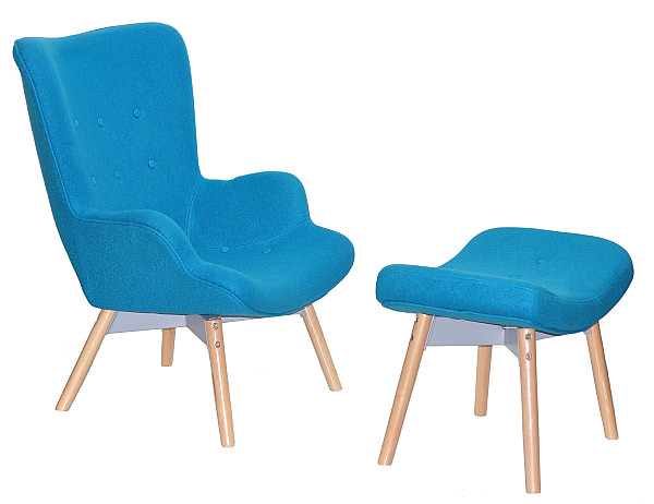 Крісло з пуфом Onder Mebli REGENT Синій W-20 Тканина-0