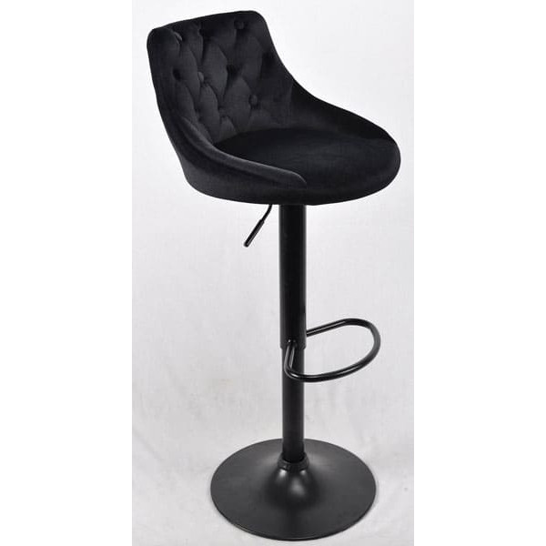 Барний стілець Onder Mebli FORO+BUTTON BAR BK-BASE Чорний B-1011 Оксамит-1