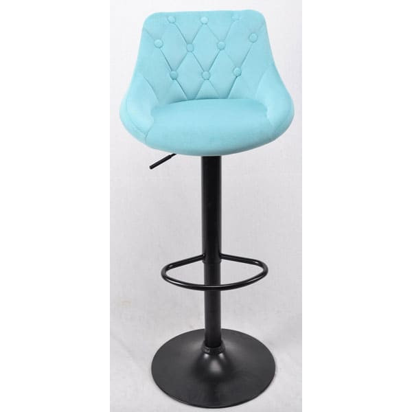 Барний стілець Onder Mebli FORO+BUTTON BAR BK-BASE Блакитний B-1019 Оксамит-2