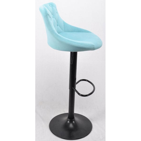 Барний стілець Onder Mebli FORO+BUTTON BAR BK-BASE Блакитний B-1019 Оксамит-1