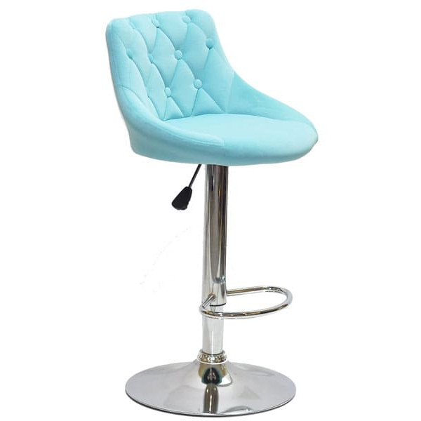 Барний стілець Onder Mebli FORO+BUTTON BAR CH-BASE Блакитний B-1019 Оксамит-2