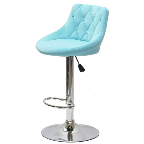 Барний стілець Onder Mebli FORO+BUTTON BAR CH-BASE Блакитний B-1019 Оксамит-3