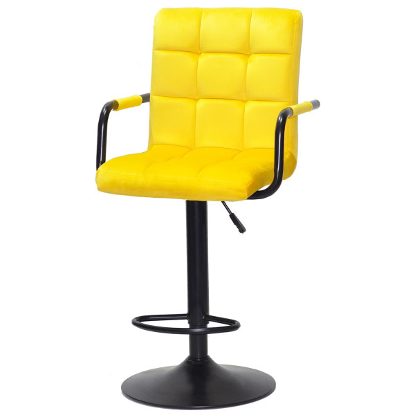 Барний стілець Onder Mebli Augusto-Arm BAR BK-BASE Жовтий B-1027 Оксамит-1