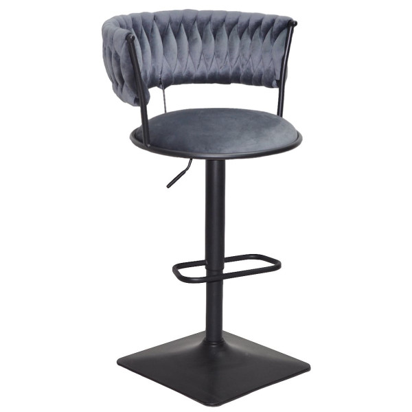 Барний стілець Onder Mebli Ava BAR 4-BK-BASE Сірий UC-901 Оксамит-0