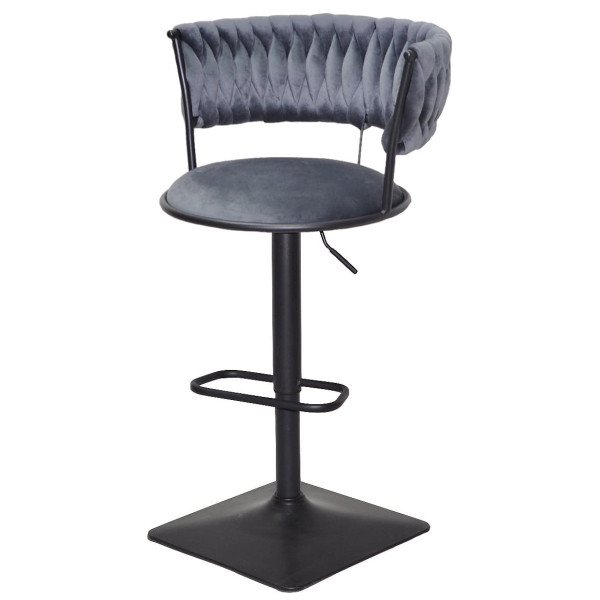 Барний стілець Onder Mebli Ava BAR 4-BK-BASE Сірий UC-901 Оксамит-1