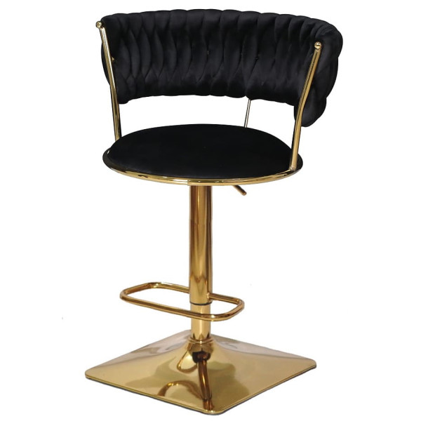 Барний стілець Onder Mebli Ava BAR 4-GD-BASE Чорний UC-904 Оксамит-1