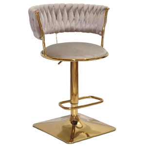 Барний стілець Onder Mebli Ava BAR 4-GD-BASE Кава UC-912 Оксамит