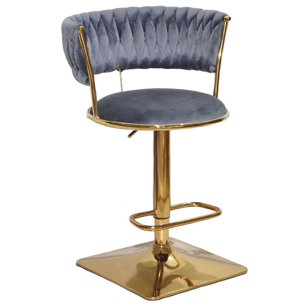 Барний стілець Onder Mebli Ava BAR 4-GD-BASE Сірий UC-901 Оксамит-0