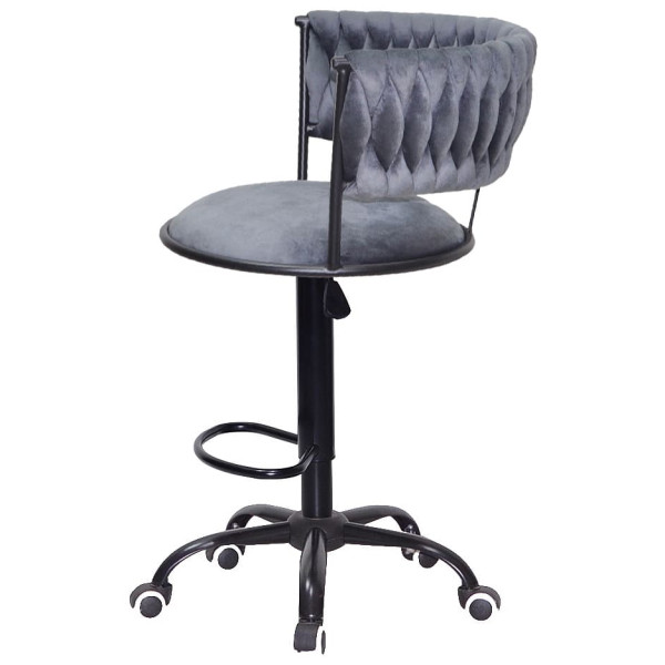 Барний стілець Onder Mebli Ava BAR BK-OFFICE Сірий UC-901 Оксамит-3