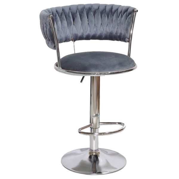 Барний стілець Onder Mebli Ava BAR CH-BASE Сірий UC-901 Оксамит-0