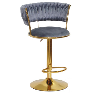 Барний стілець Onder Mebli Ava BAR GD-BASE Сірий UC-901 Оксамит