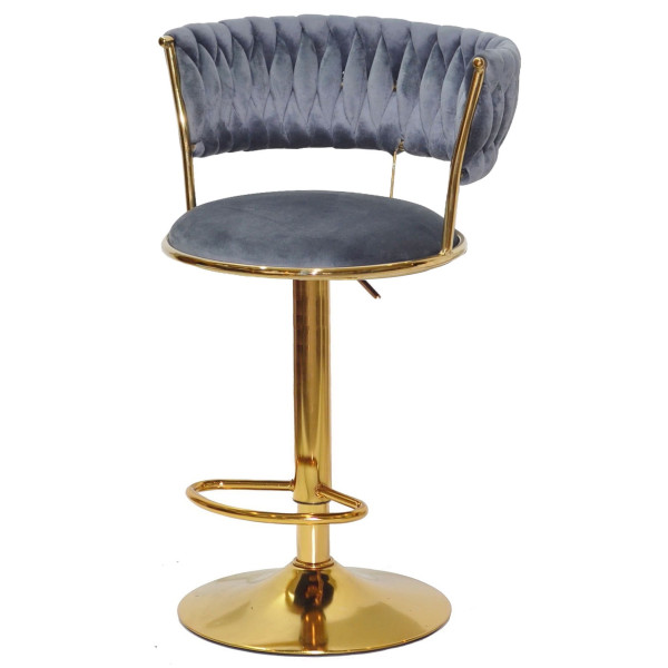 Барний стілець Onder Mebli Ava BAR GD-BASE Сірий UC-901 Оксамит-1