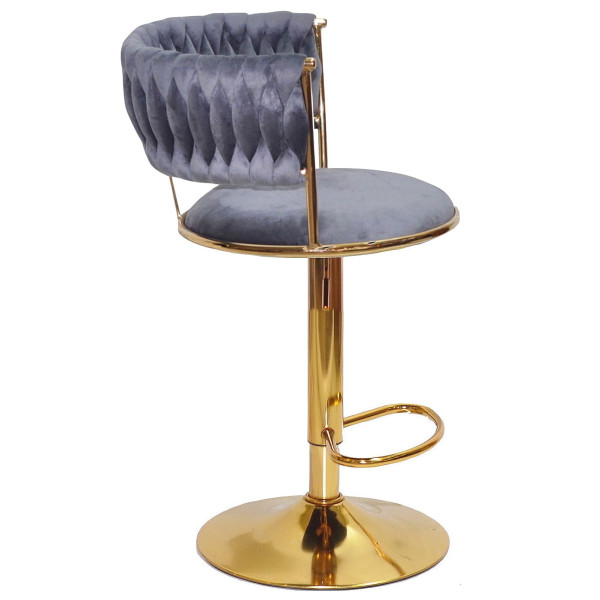 Барний стілець Onder Mebli Ava BAR GD-BASE Сірий UC-901 Оксамит-2