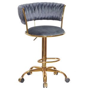 Барний стілець Onder Mebli Ava BAR GD-OFFICE Сірий UC-901 Оксамит