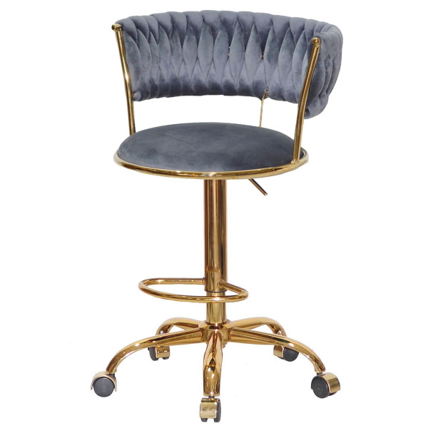 Барний стілець Onder Mebli Ava BAR GD-OFFICE Сірий UC-901 Оксамит-1