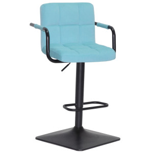 Барний стілець Onder Mebli Arno-Arm BAR 4-BK-BASE Блакитний B-1019 Оксамит