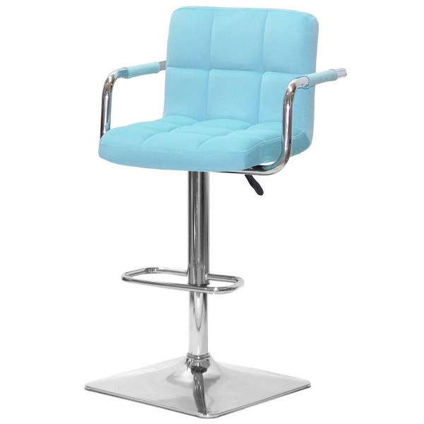 Барний стілець Onder Mebli Arno-Arm BAR 4-CH-BASE Блакитний B-1019 Оксамит-1