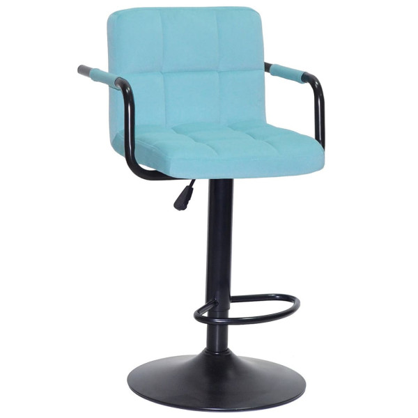 Барний стілець Onder Mebli Arno-Arm BAR BK-BASE Блакитний B-1019 Оксамит-0