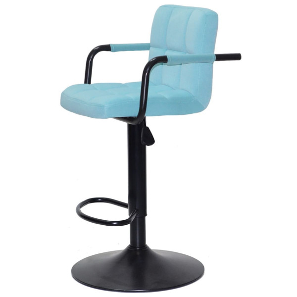 Барний стілець Onder Mebli Arno-Arm BAR BK-BASE Блакитний B-1019 Оксамит-3