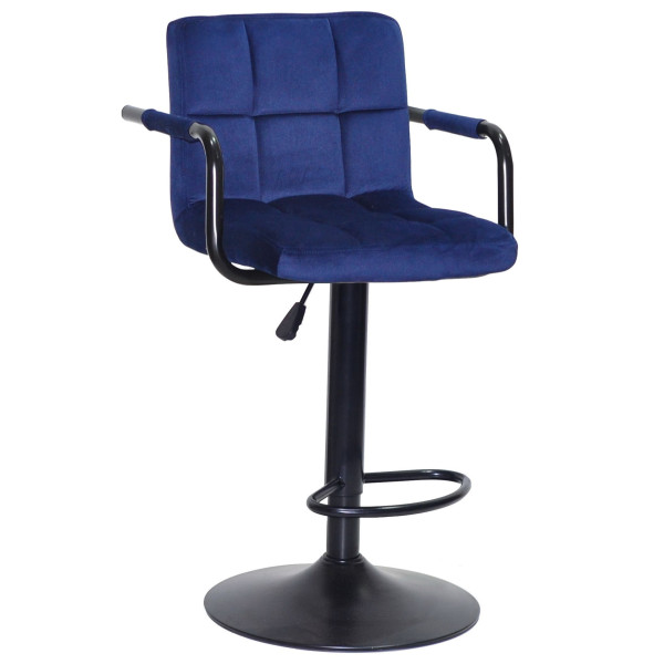 Барний стілець Onder Mebli Arno-Arm BAR BK-BASE Синій B-1026 Оксамит-0
