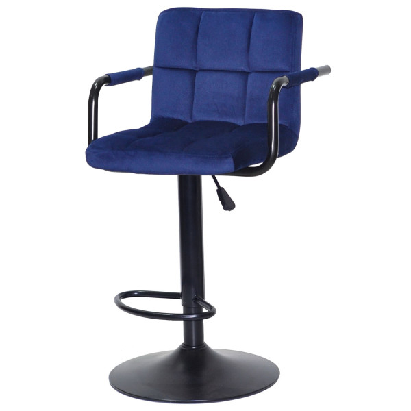 Барний стілець Onder Mebli Arno-Arm BAR BK-BASE Синій B-1026 Оксамит-1