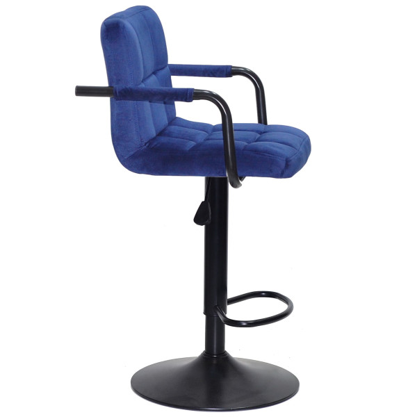 Барний стілець Onder Mebli Arno-Arm BAR BK-BASE Синій B-1026 Оксамит-2