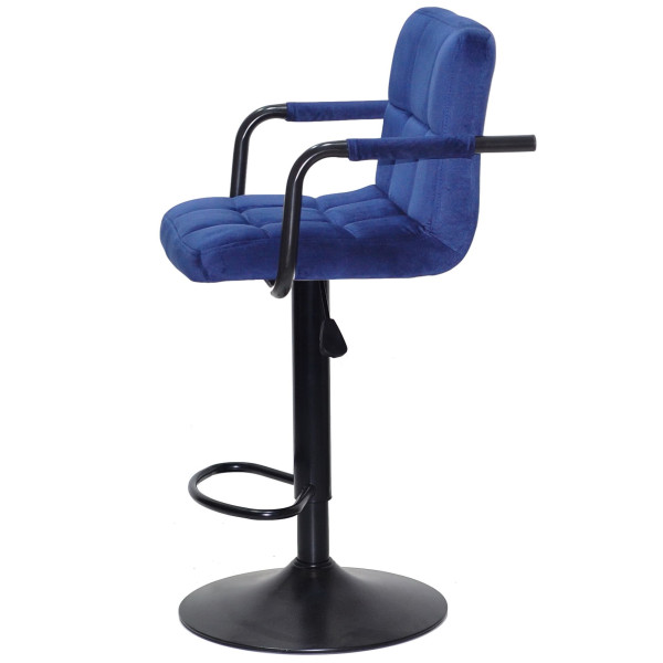 Барний стілець Onder Mebli Arno-Arm BAR BK-BASE Синій B-1026 Оксамит-3
