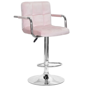 Барний стілець Onder Mebli Arno-Arm BAR CH-BASE Рожевий B-1021 Оксамит