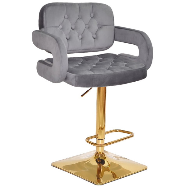 Барний стілець Onder Mebli GOR BAR 4-GD-BASE Сірий B-1034 Оксамит-0